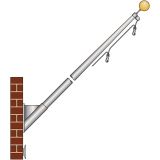 8' Standard Commercial Outrigger Wall Mounted Flagpole